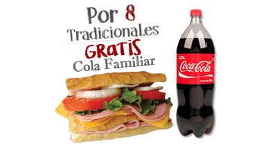 8 Americanos + 1 Cola Familiar GRATIS